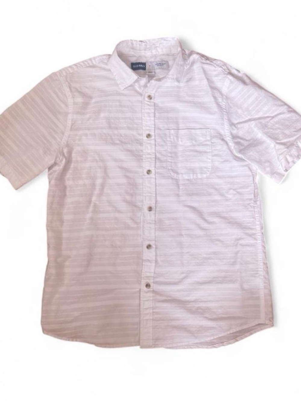 Old Navy Men's White Short Sleeve Button-Down Shirt - 100% Cotton
